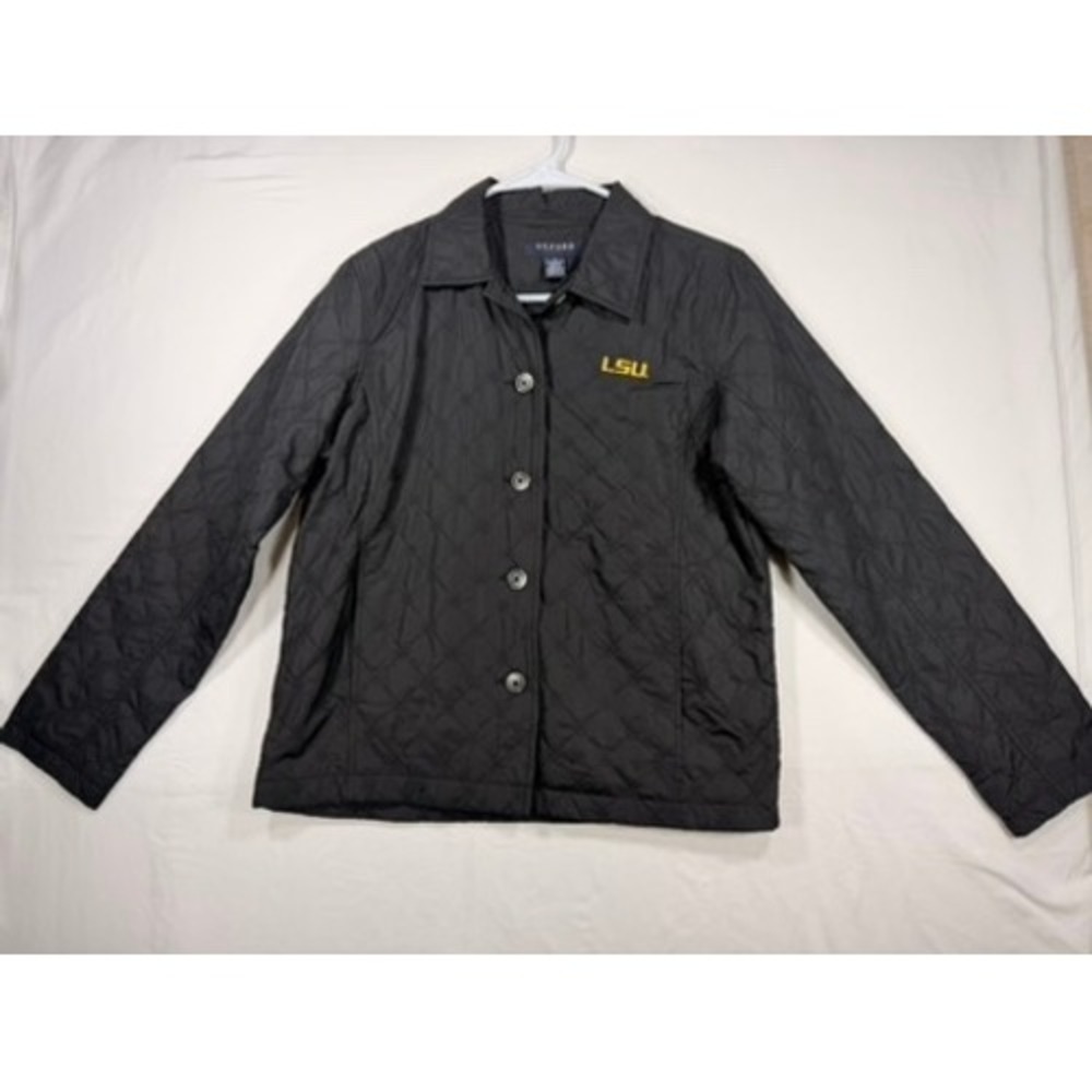 Oxford America LSU Quilted Jacket Women Medium Black Excellent NCAA Collegiate